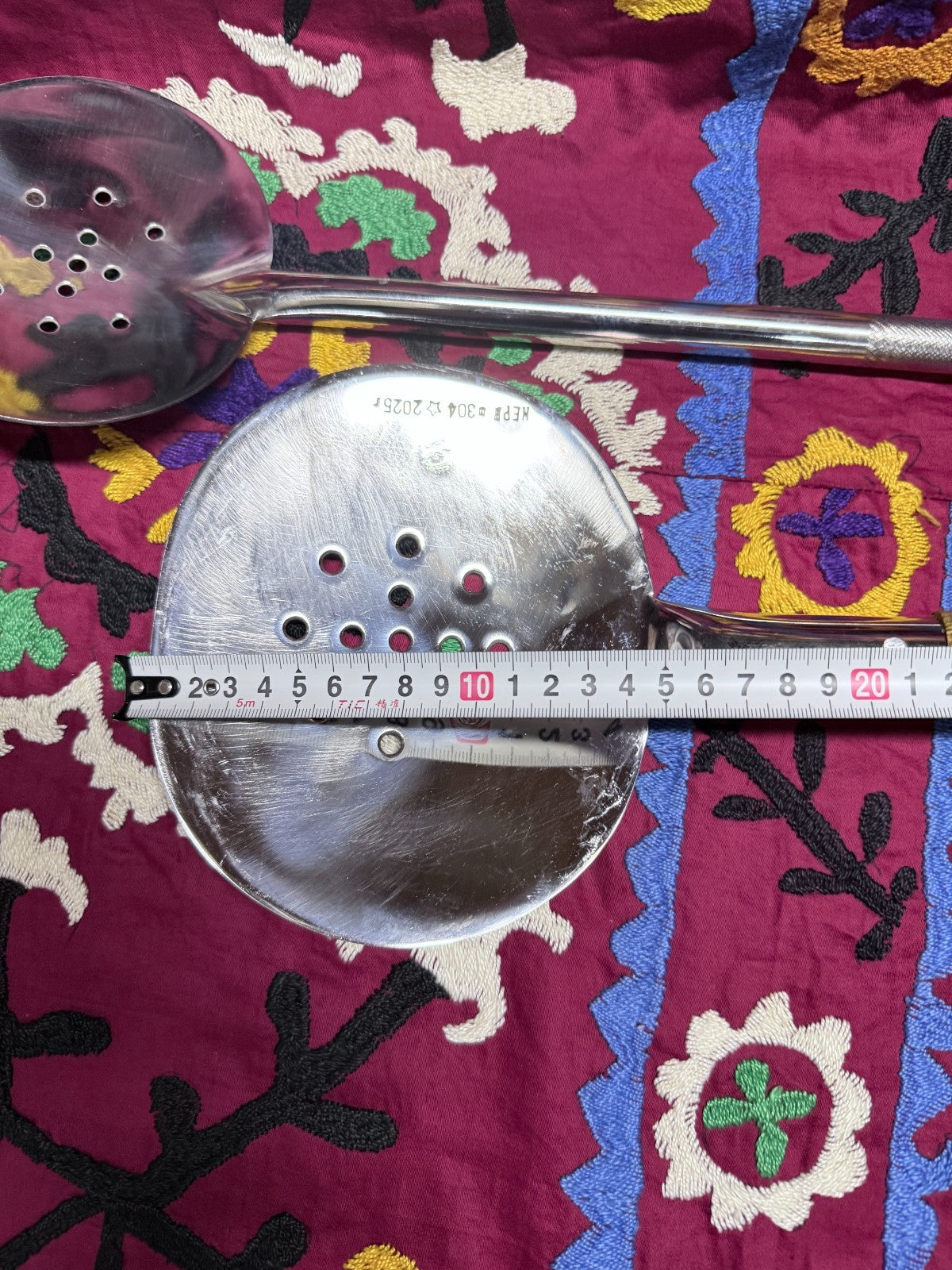 Lot of 2 Handmade Stainless Steel Skimmers –  Wooden Handle Kitchen Tools Uzbek2