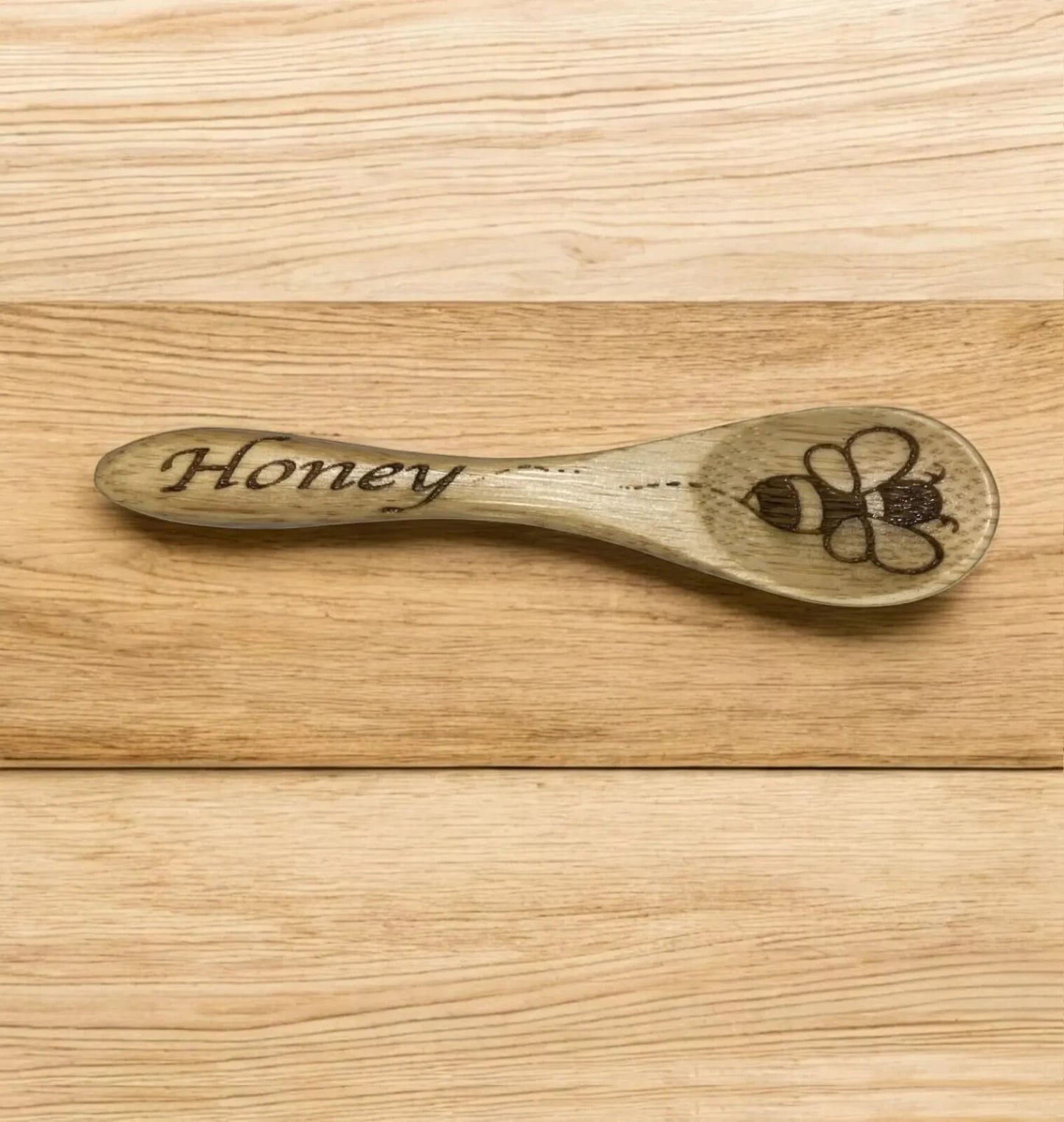 Handmade Wooden Honey Spoon, Laser Engraved Bee Honey Spoon Wooden Honey Stirrer